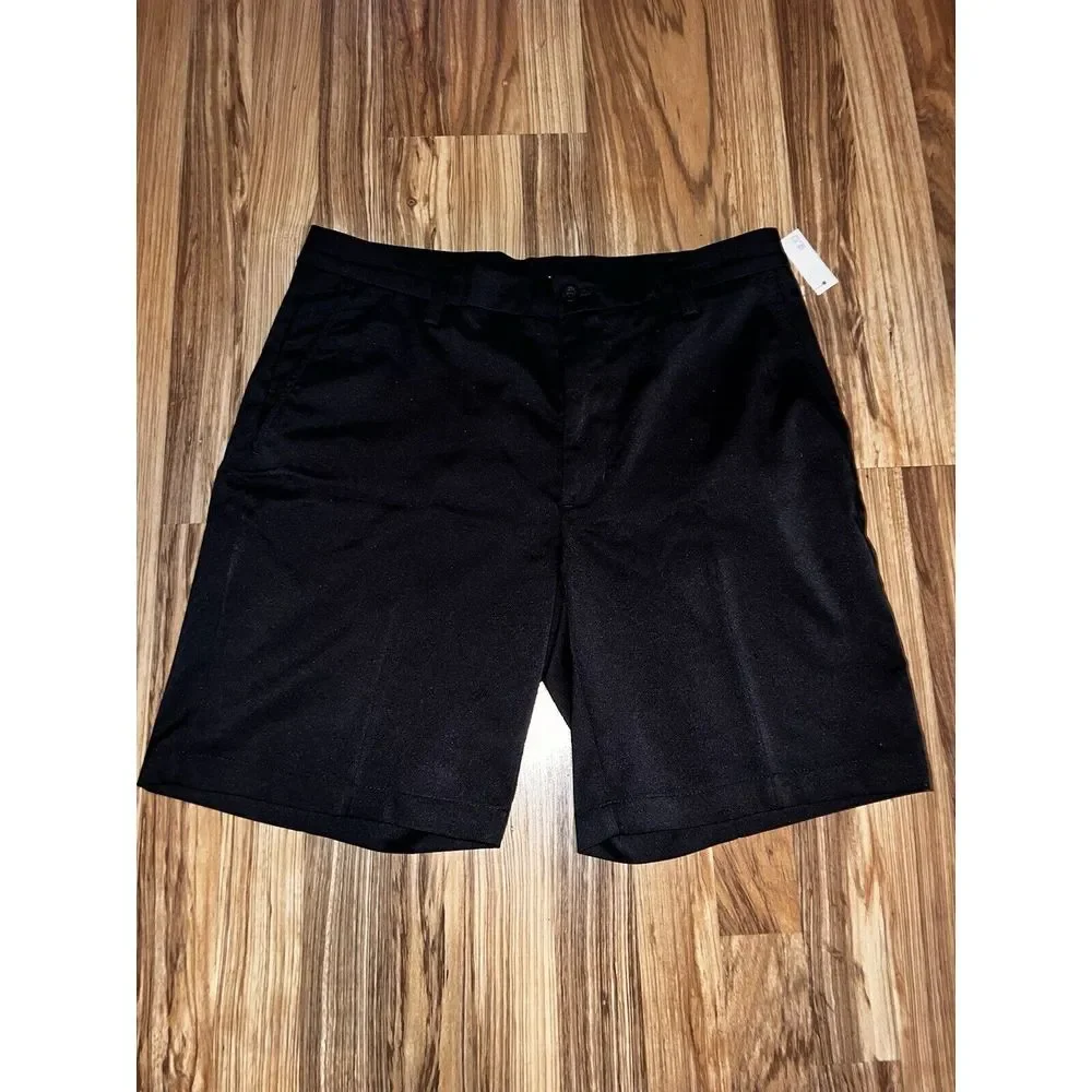 NEW Amazon Essentials Casual Shorts Men's Sz 34 Black Poly Stretch FLEX WAIST